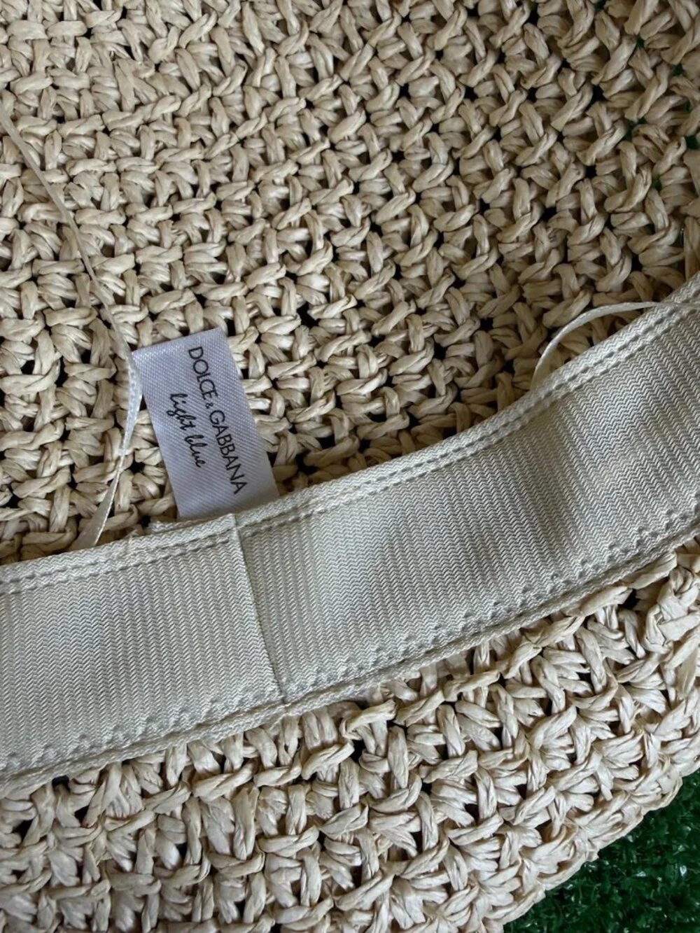 Dolce & Gabbana Natural Straw Hat with Light Blue Band